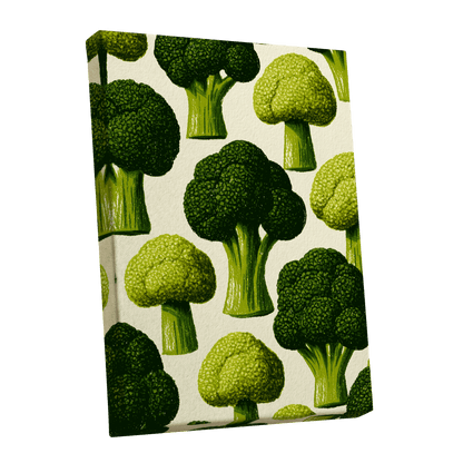 Broccoli Grove, green, beige, yellow nature wall art shown as a stretched canvas wall art