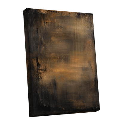 Burnished Dusk, gold, brown, black abstract wall art shown as a stretched canvas wall art