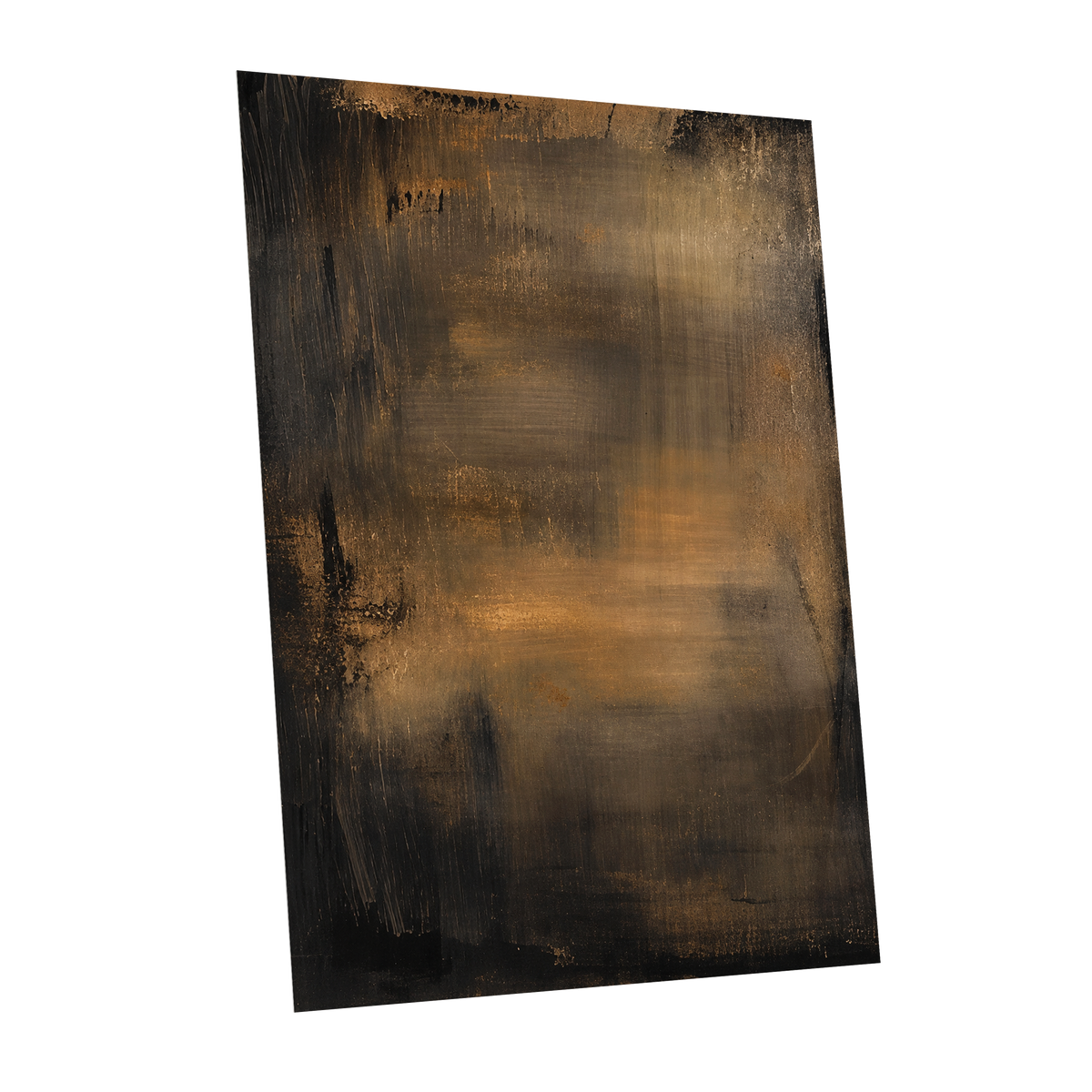 Burnished Dusk, gold, brown, black abstract wall art shown as a unframed poster wall art print