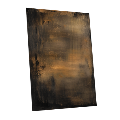 Burnished Dusk, gold, brown, black abstract wall art shown as a unframed poster wall art print