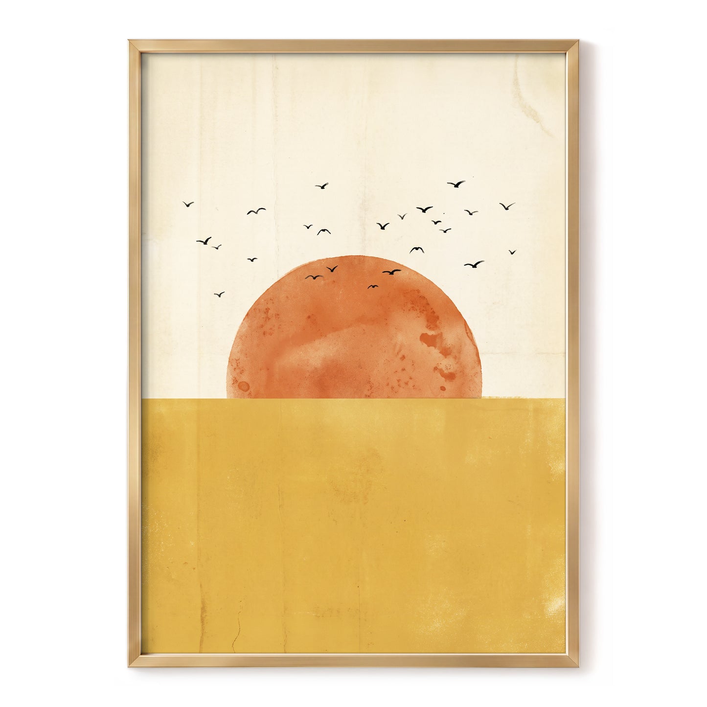 Burnished Horizon, beige, gold, orange nature wall art, front artwork view