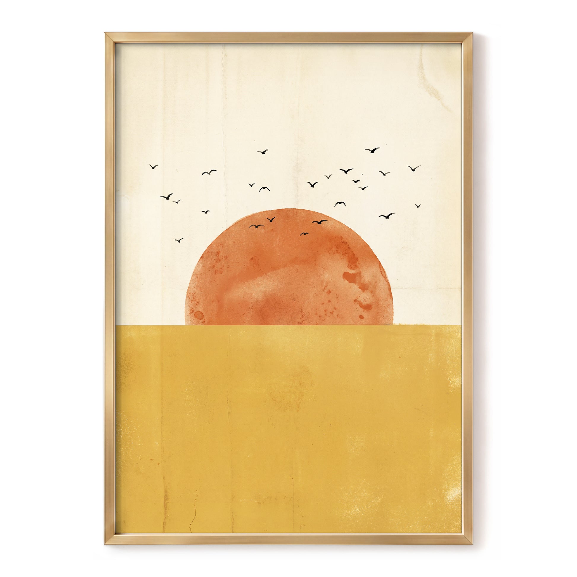 Burnished Horizon, beige, gold, orange nature wall art, front artwork view