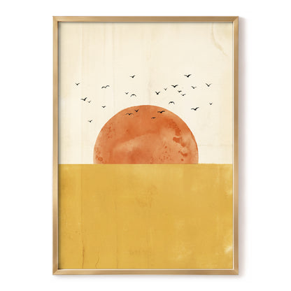Burnished Horizon, beige, gold, orange nature wall art, front artwork view