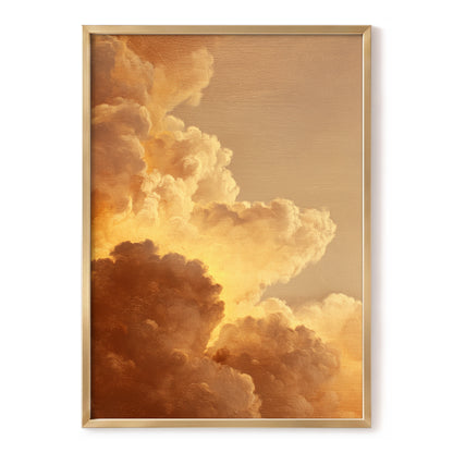 Burnished Thunderheads, gold, brown, beige nature wall art, front artwork view