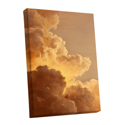 Burnished Thunderheads, gold, brown, beige nature wall art shown as a stretched canvas wall art