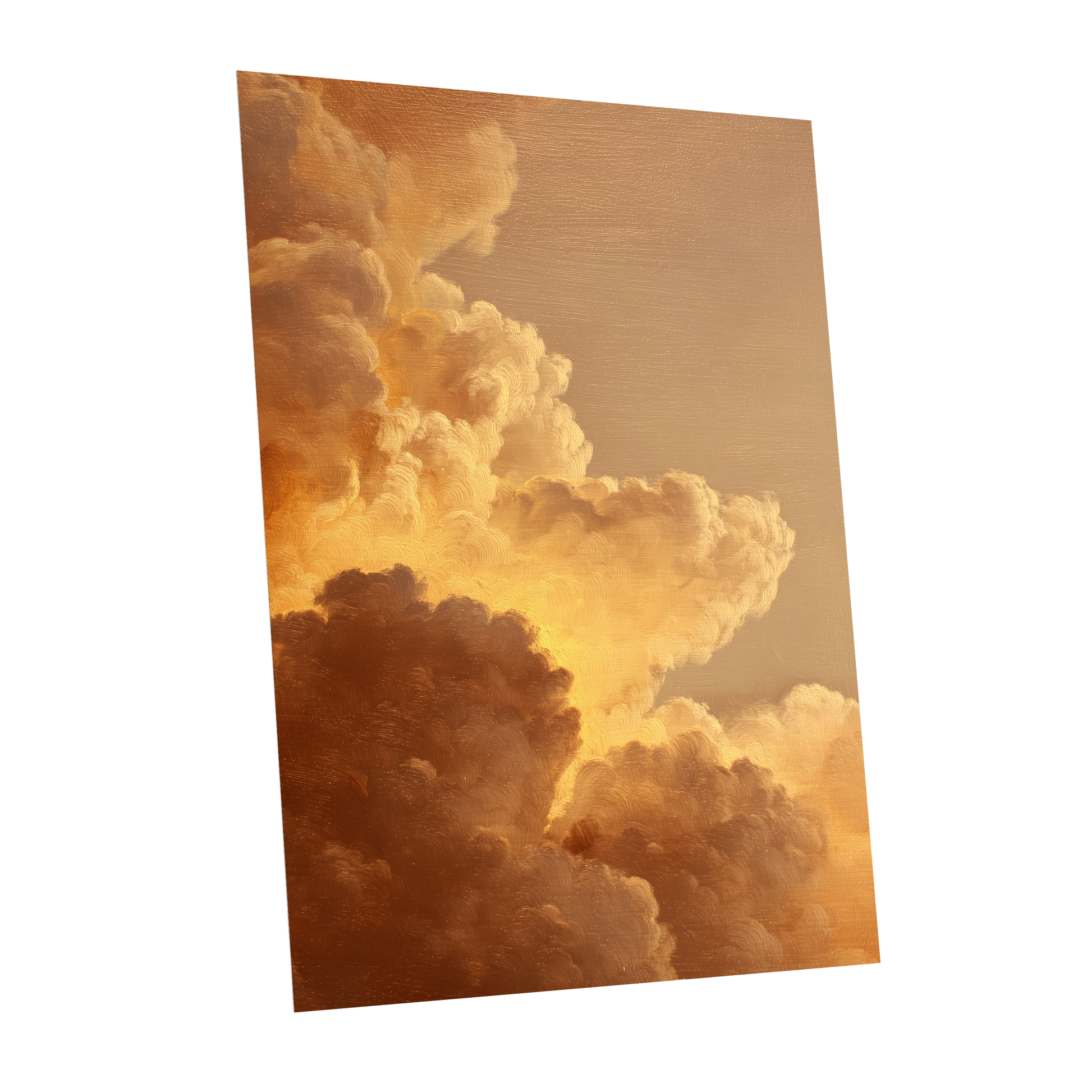Burnished Thunderheads, gold, brown, beige nature wall art shown as a unframed poster wall art print