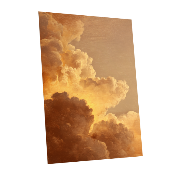 Burnished Thunderheads, gold, brown, beige nature wall art shown as a unframed poster wall art print