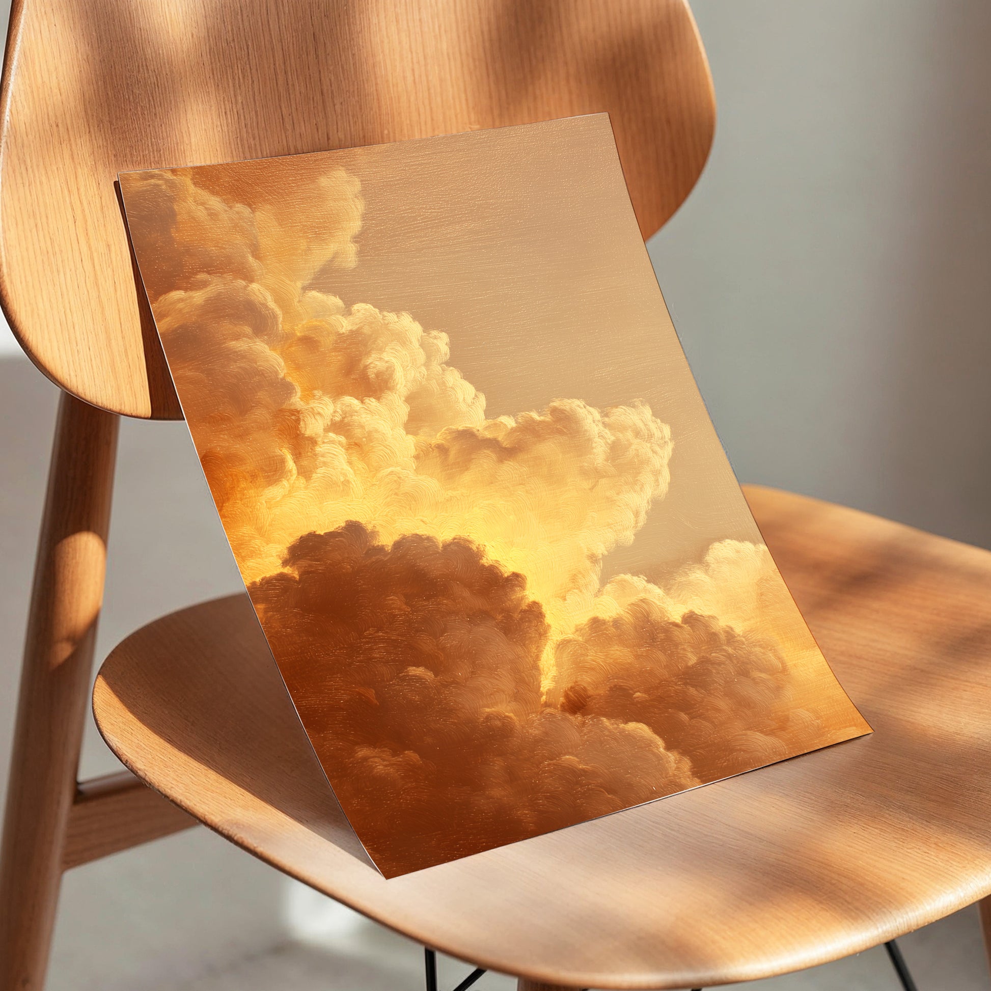 Burnished Thunderheads, gold, brown, beige nature wall art displayed in a styled interior, gallery view 5
