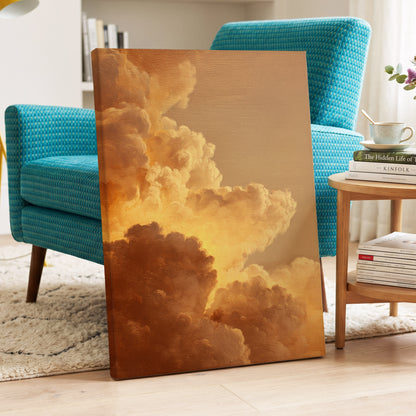 Burnished Thunderheads, gold, brown, beige nature wall art displayed in a styled interior, gallery view 7
