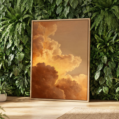 Burnished Thunderheads, gold, brown, beige nature wall art displayed in a styled interior, gallery view 8