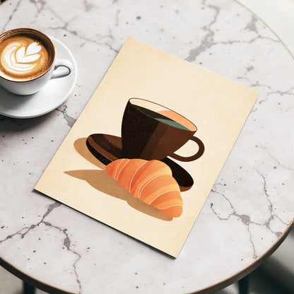 Café Morning, beige, brown, black minimalist wall art displayed in a styled interior, gallery view 3