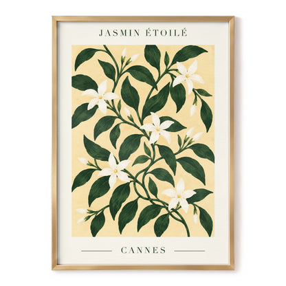 Cannes Jasmine Flourish, green, beige, white floral wall art, front artwork view