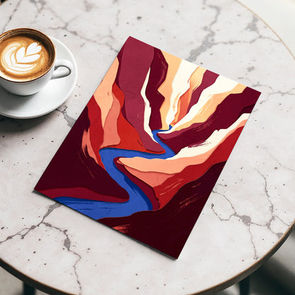 Canyon Current, red, orange, blue nature wall art displayed in a styled interior, gallery view 3
