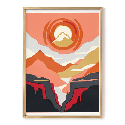 Canyon Sun Rings, orange, pink, black nature wall art, front artwork view