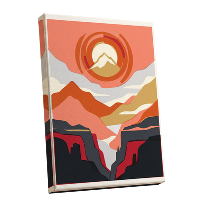 Canyon Sun Rings, orange, pink, black nature wall art shown as a stretched canvas wall art