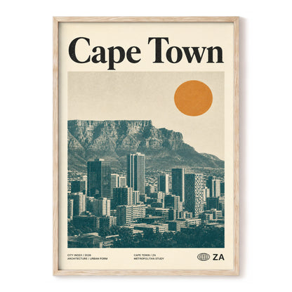 Cape Town Modernist, beige, green, orange minimalist wall art, front artwork view