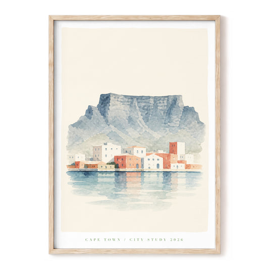 Cape Town Still Waters, blue, beige, orange nature wall art, front artwork view