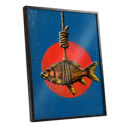Caught in Colour, blue, red, orange nature wall art shown as a black framed poster wall art print