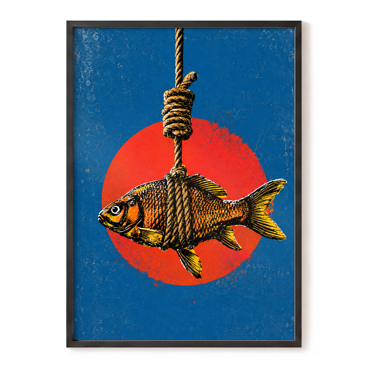 Caught in Colour, blue, red, orange nature wall art, front artwork view