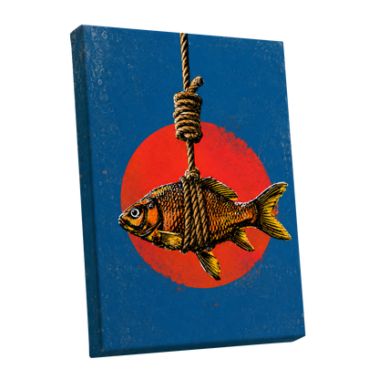 Caught in Colour, blue, red, orange nature wall art shown as a stretched canvas wall art