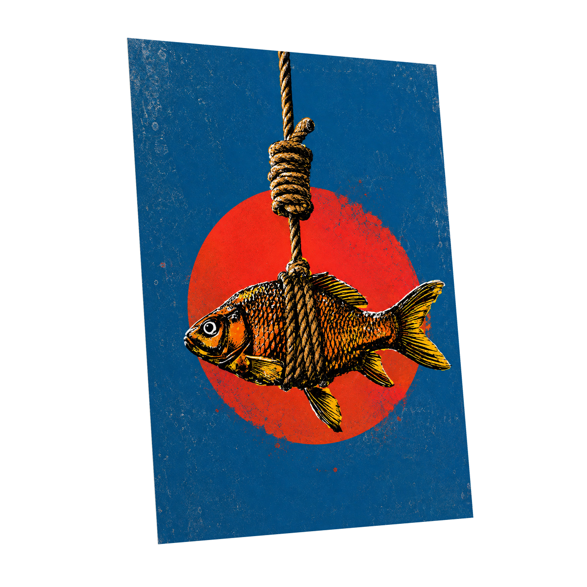 Caught in Colour, blue, red, orange nature wall art shown as a unframed poster wall art print