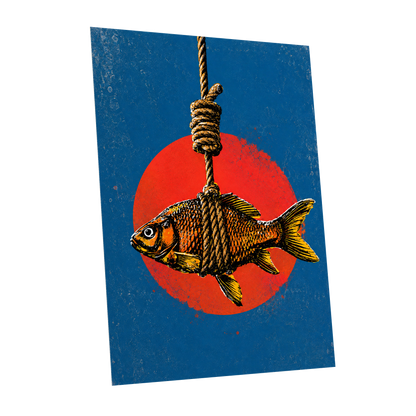 Caught in Colour, blue, red, orange nature wall art shown as a unframed poster wall art print