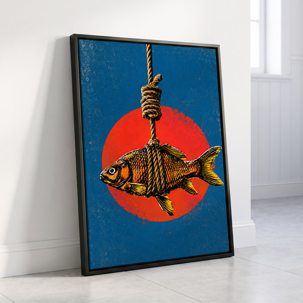 Caught in Colour, blue, red, orange nature wall art displayed in a styled interior, gallery view 4