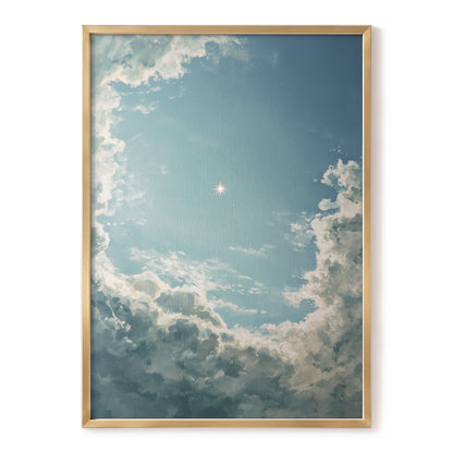 Celestial Clearing, blue, white, gray nature wall art, front artwork view