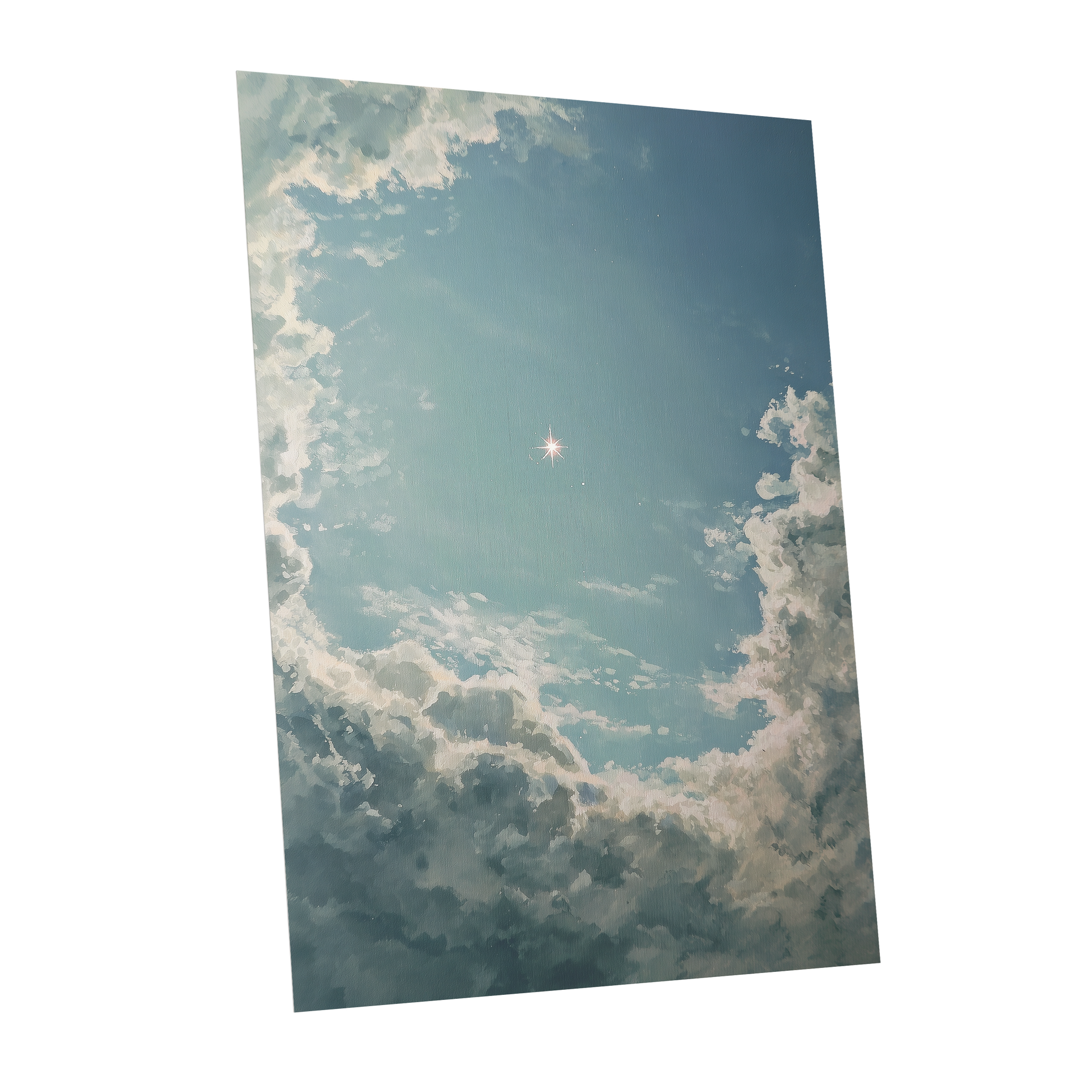 Celestial Clearing, blue, white, gray nature wall art shown as a unframed poster wall art print