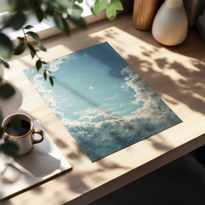 Celestial Clearing, blue, white, gray nature wall art displayed in a styled interior, gallery view 5