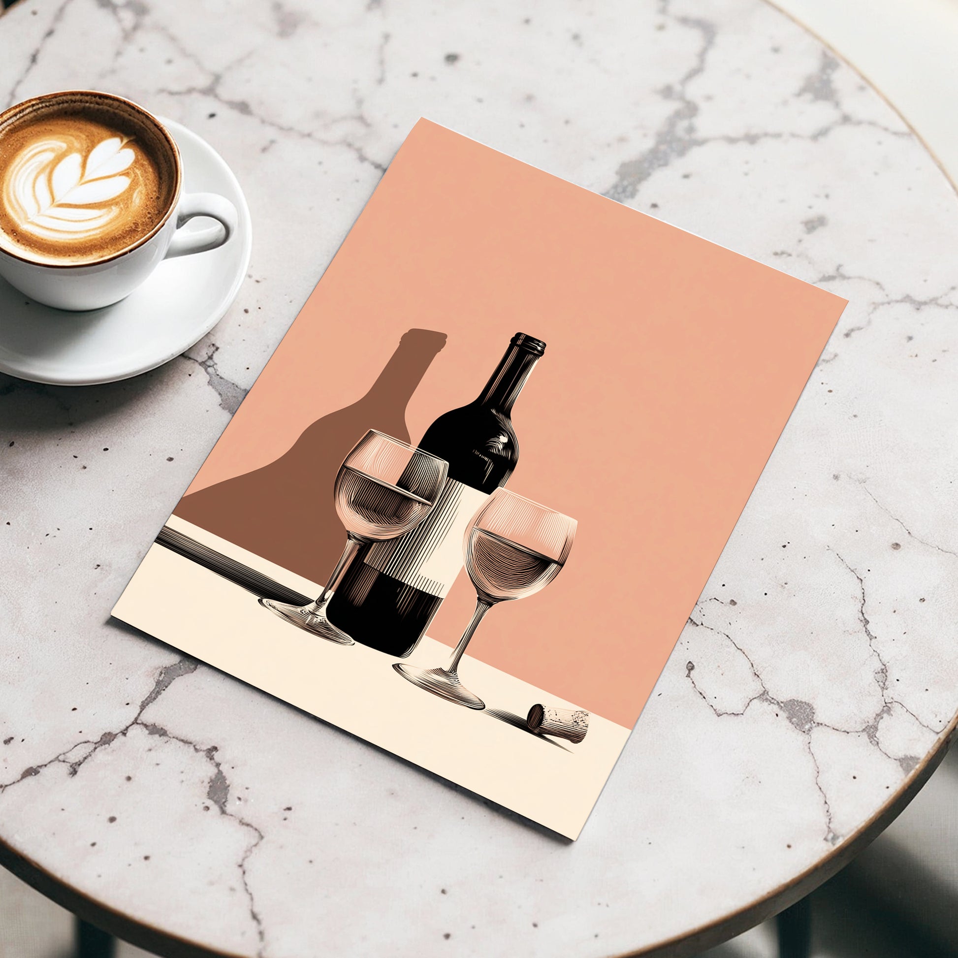 Cellar Shadows, black, pink, beige minimalist wall art displayed in a styled interior, gallery view 3