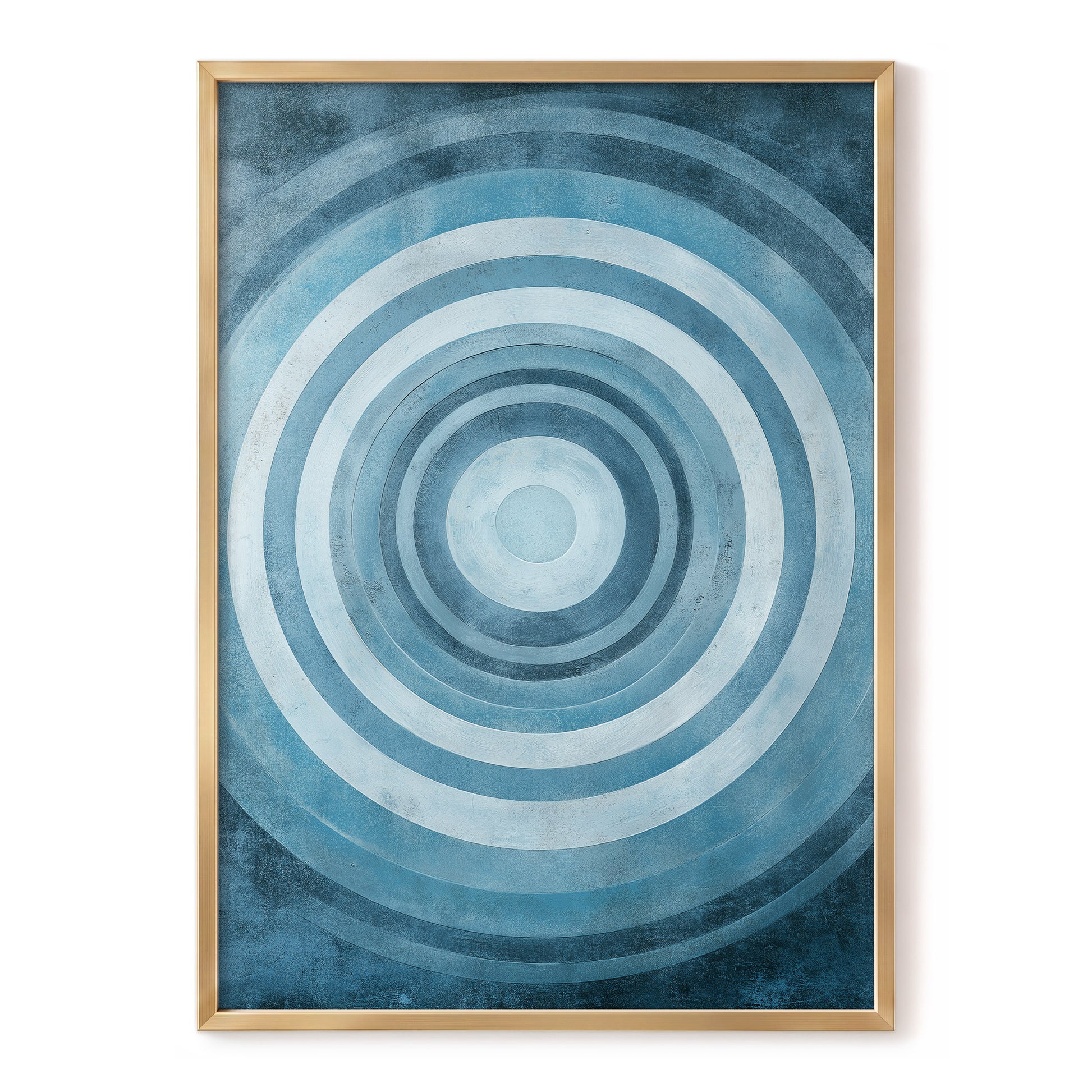Cerulean Ripple, blue, white, gray minimalist wall art, front artwork view