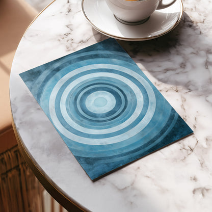 Cerulean Ripple, blue, white, gray minimalist wall art displayed in a styled interior, gallery view 5