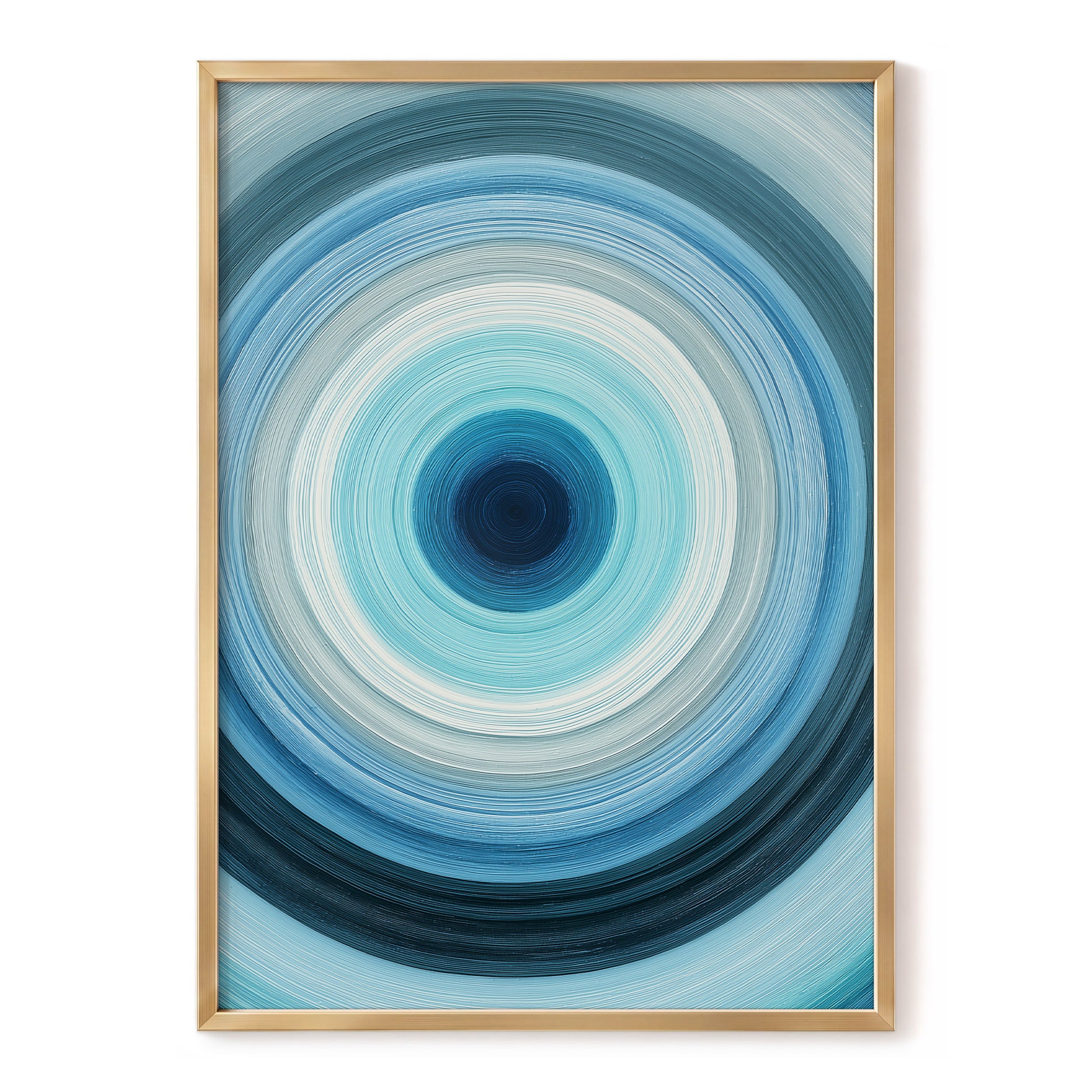 Cerulean Vortex, blue, white, gray abstract wall art, front artwork view