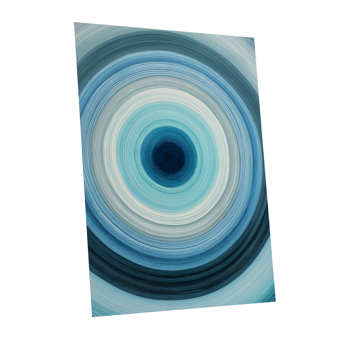 Cerulean Vortex, blue, white, gray abstract wall art shown as a unframed poster wall art print