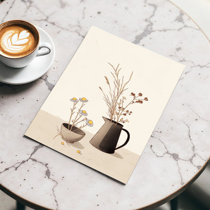 Chamomile & Charcoal, beige, brown, black floral wall art displayed in a styled interior, gallery view 3