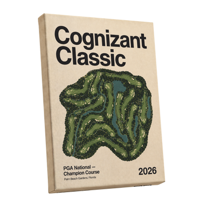 Champion Course 2026, green, beige, black nature wall art shown as a stretched canvas wall art
