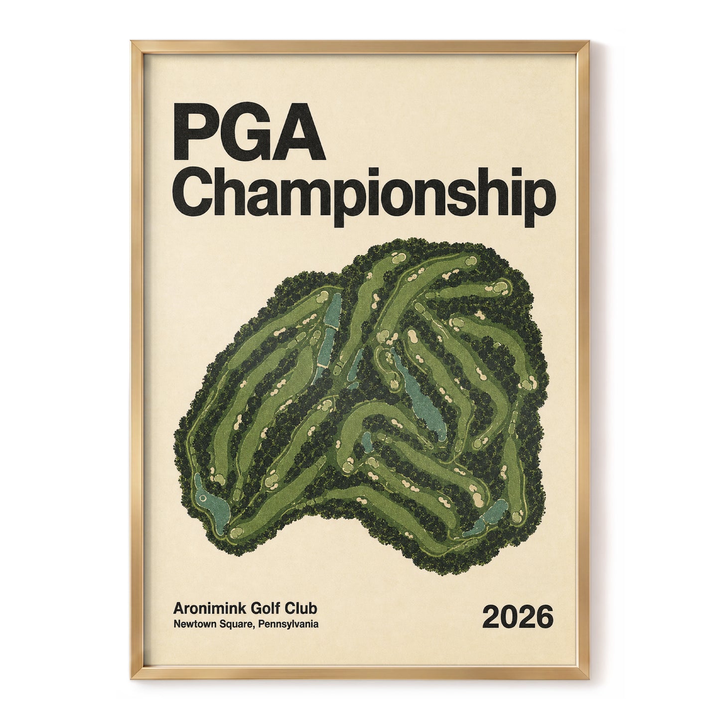Championship Greens, green, beige, black nature wall art, front artwork view