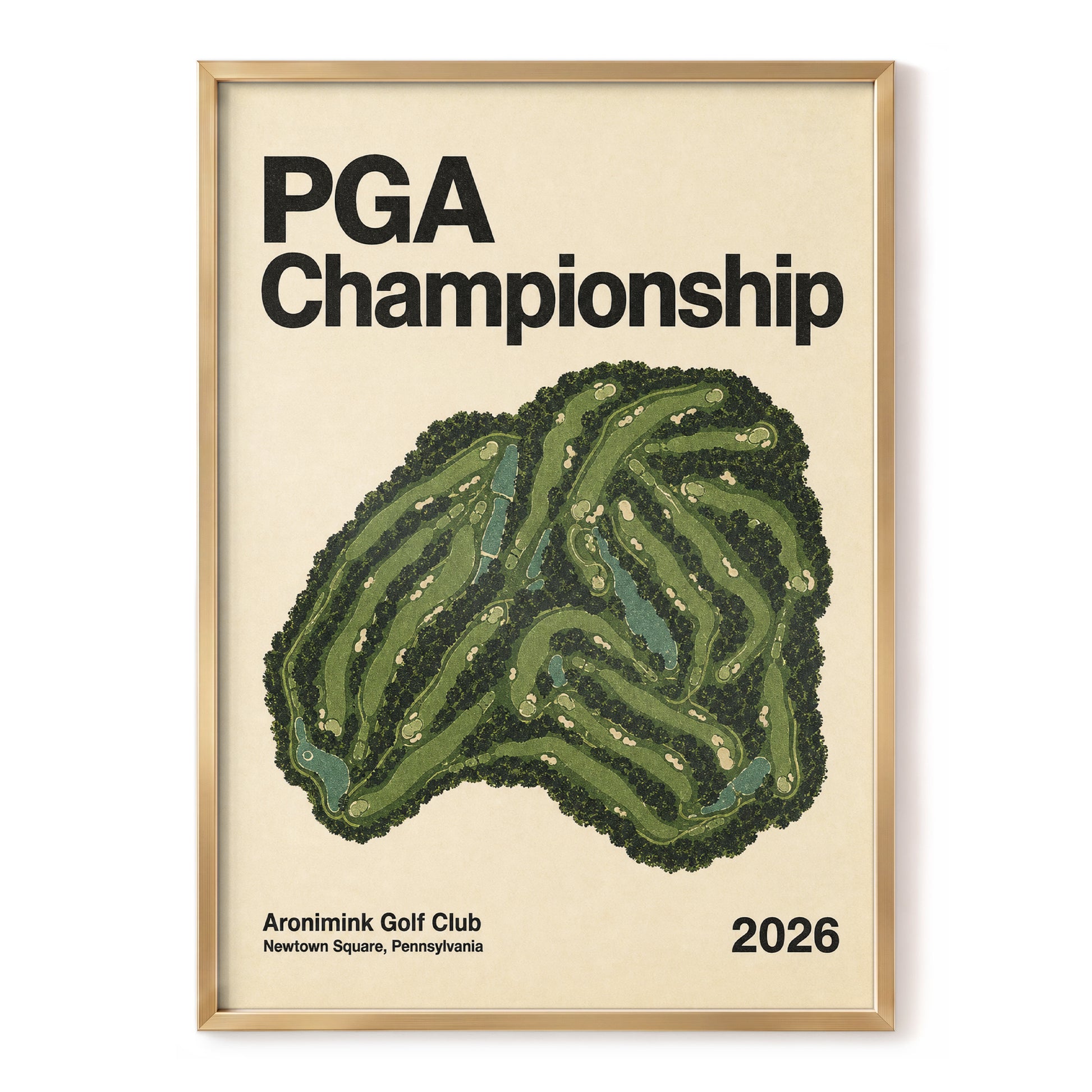 Championship Greens, green, beige, black nature wall art, front artwork view