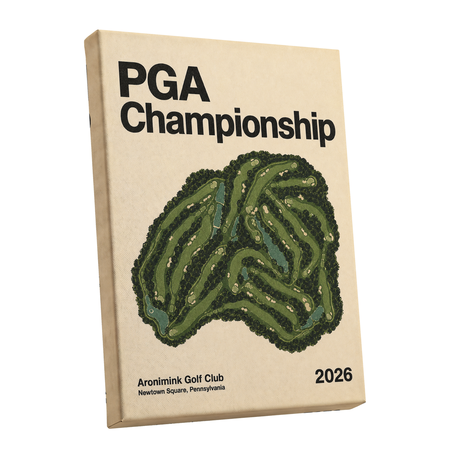 Championship Greens, green, beige, black nature wall art shown as a stretched canvas wall art