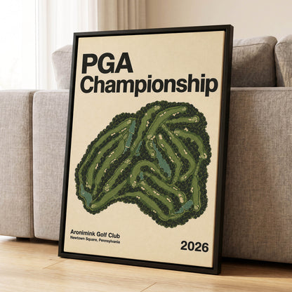 Championship Greens, green, beige, black nature wall art displayed in a styled interior, gallery view 1