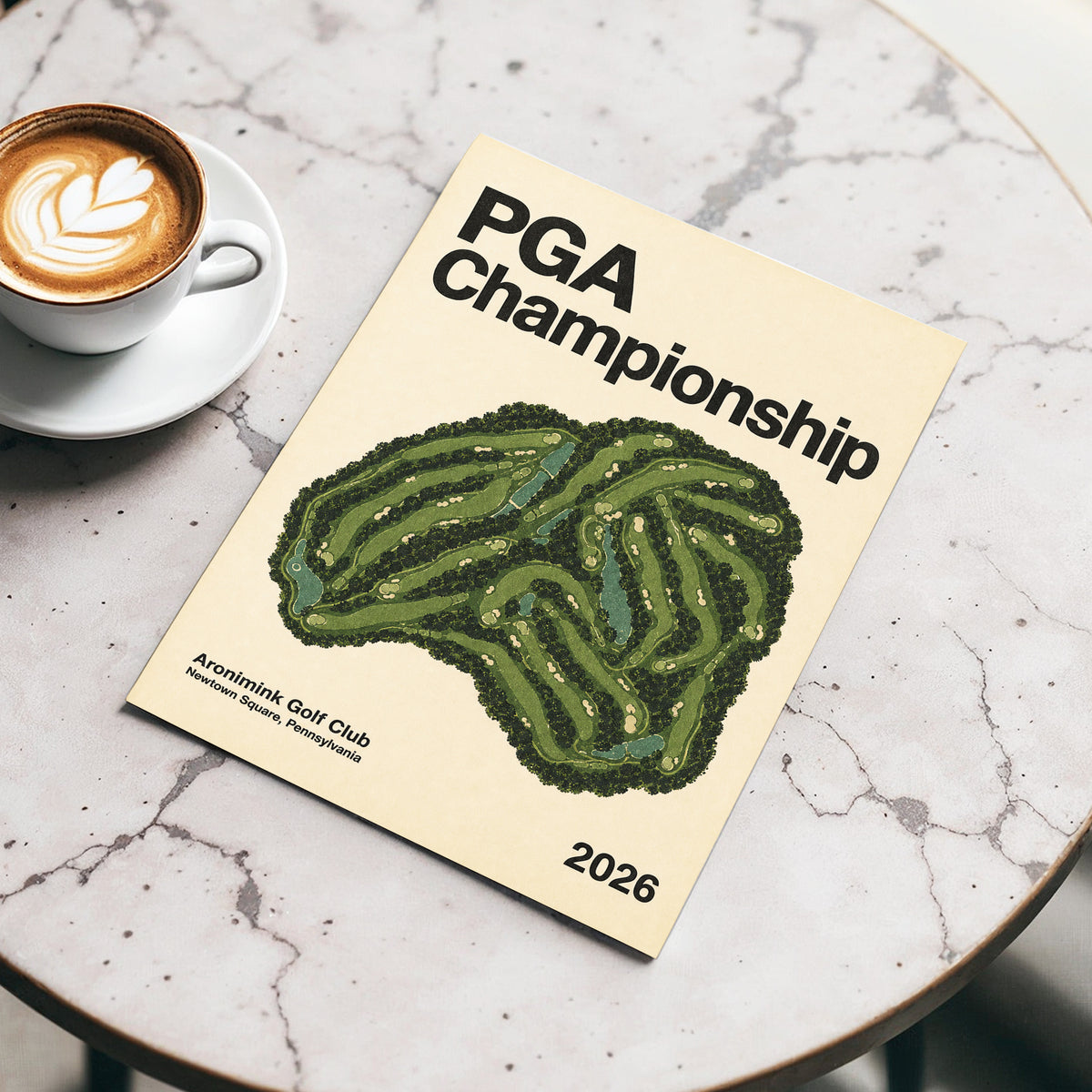 Championship Greens, green, beige, black nature wall art displayed in a styled interior, gallery view 4