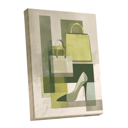 Chartreuse Boutique, green, beige, yellow abstract wall art shown as a stretched canvas wall art