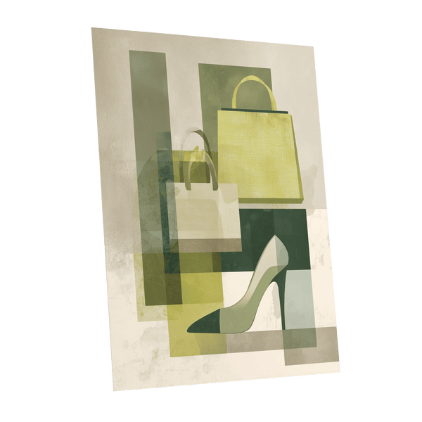 Chartreuse Boutique, green, beige, yellow abstract wall art shown as a unframed poster wall art print