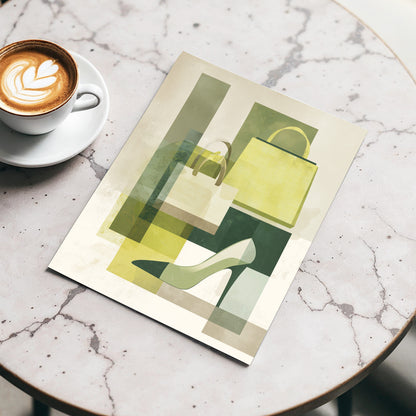 Chartreuse Boutique, green, beige, yellow abstract wall art displayed in a styled interior, gallery view 3
