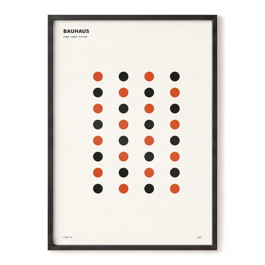 Checkerboard Pulse, black, beige, orange minimalist wall art, front artwork view