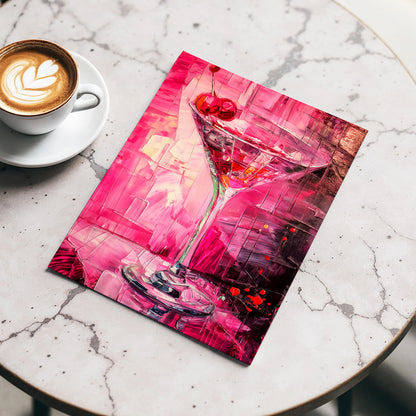 Cherry Afterglow, pink, red, black abstract wall art displayed in a styled interior, gallery view 3