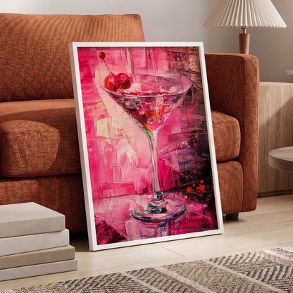 Cherry Afterglow, pink, red, black abstract wall art displayed in a styled interior, gallery view 6