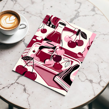 Cherry Soda Reverie, pink, beige, black abstract wall art displayed in a styled interior, gallery view 3