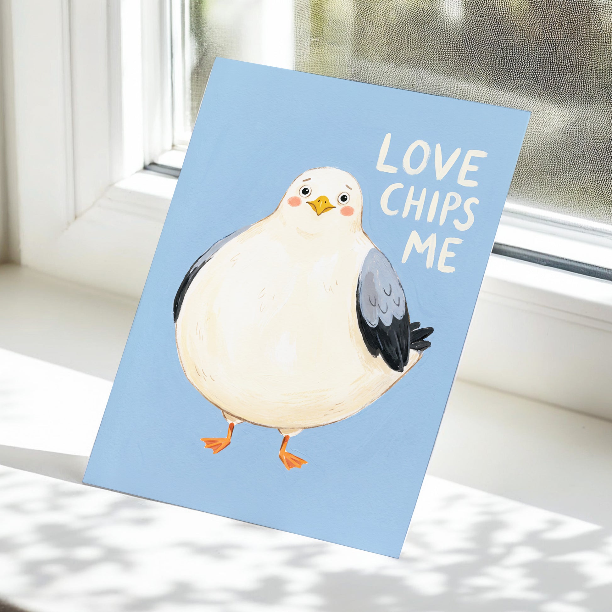 Chips, Please!, blue, white, beige nature wall art displayed in a styled interior, gallery view 5